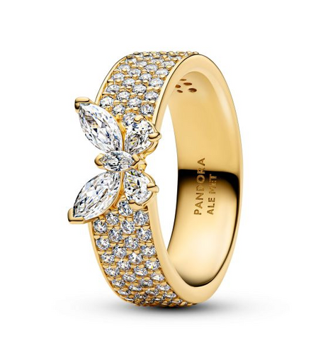 Pandora Sparkling Butterfly Bold Gold-Plated Ring Size 6