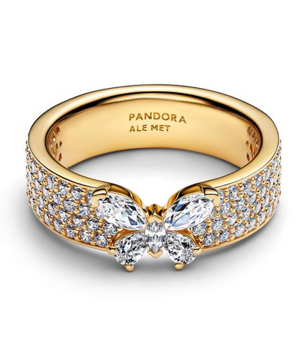 Pandora Sparkling Butterfly Bold Gold-Plated Ring Size 6