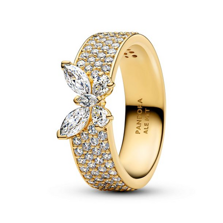 Pandora Sparkling Butterfly Bold Gold-Plated Ring Size 7.5