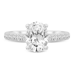 14K White Gold 2.44 CTTW Oval Diamond Semi-Mount Engagement Ring