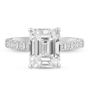 14K White Gold 0.50 CTW Lab Grown Diamond Emerald Shaped Semi-Mount Engagement Ring