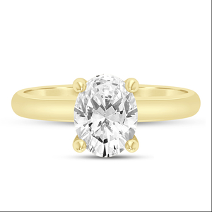 14K Yellow Gold 0.05 CT Diamond Oval Shaped Semi-Mount Engagement Ring