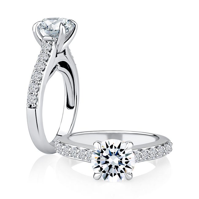 A.JAFFE 14k White Gold 2.54 CTW Round Diamond Semi-Mount Engagement Ring