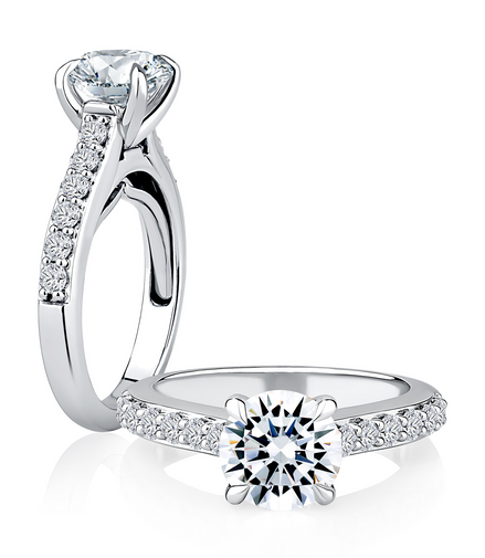 A.JAFFE 14k White Gold 2.54 CTW Round Diamond Semi-Mount Engagement Ring