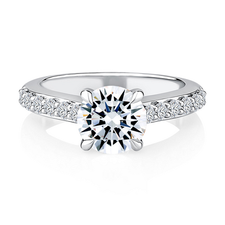 A.JAFFE 14k White Gold 2.54 CTW Round Diamond Semi-Mount Engagement Ring