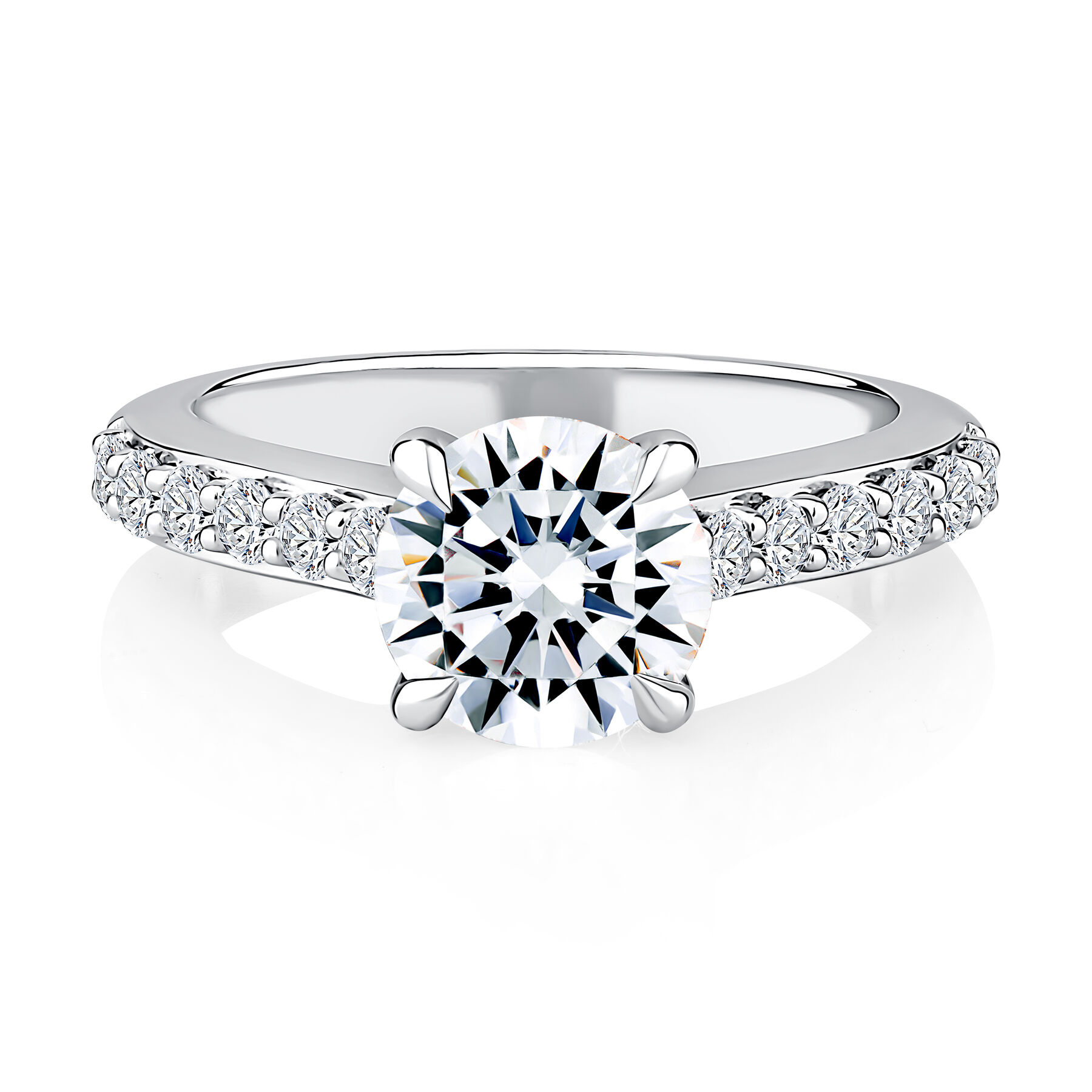 A.JAFFE 14k White Gold 2.54 CTW Round Diamond Semi-Mount Engagement Ring