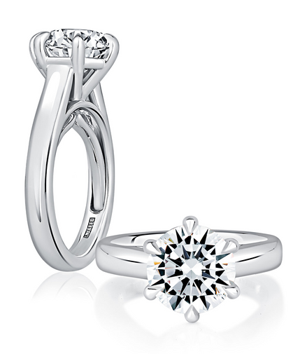 A.JAFFE 14k White Gold 3.00 CTW Round Diamond Semi-Mount Engagement Ring