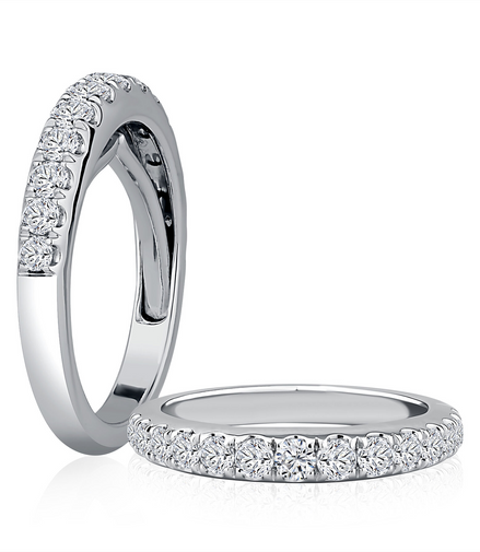A.JAFFE 14k White Gold 0.8 CTW Diamond Wedding Band