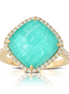 Doves 18K Yellow Gold Amazon Breeze Clear Quartz Amazonite And Diamond Fashion Ring