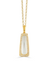 Doves 18K Yellow Gold White Orchid Mother Of Pearl and Elongated Diamond Pendant Necklace