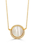 Doves 18K Yellow Gold White Orchid Diamond And Mother Of Pearl Pendant Necklace