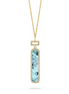 Doves 18K Yellow Gold Diamond And Sky Blue Topaz Drop Pendant Necklace