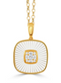 Doves 18K Yellow Gold Ondelle Invisible Set Mother Of Pearl Diamond Pendant Necklaces