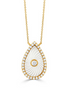 White Orchid Mother Of Pearl And Diamond Tear Drop Pendant Necklace