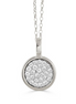 Doves 18K White Gold Round Diamond Pave' Pendant Necklace