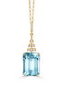 Doves 18K Yellow Gold Sky Blue Topaz And Diamond Elongated Cushion Cut Pendant Necklace
