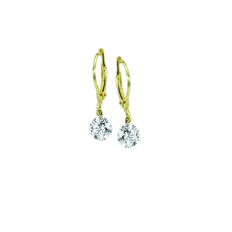 14K Yellow Gold Lab Grown 1 CT Diamond Drop Hoop Earrings