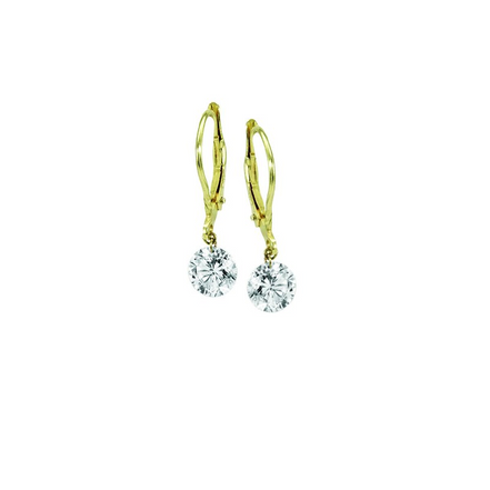 14K Yellow Gold Lab Grown 1 CT Diamond Drop Hoop Earrings