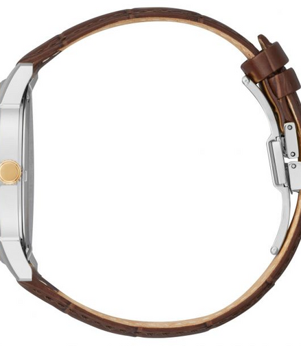 Citizen Men's Rolan Eco-Drive Rose Gold Case With Brown Leather Strap Watch