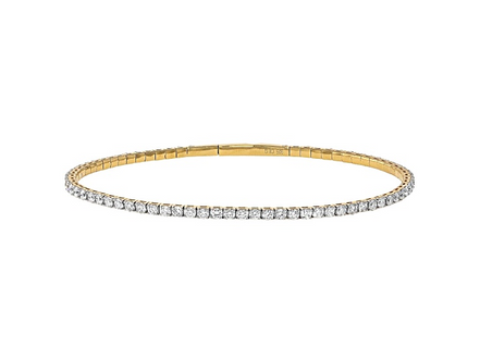 14K Yellow Gold And 1.51 CTW Diamond Flex Bangle Bracelet