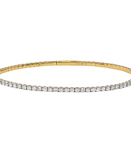 14K Yellow Gold And 1.51 CTW Diamond Flex Bangle Bracelet