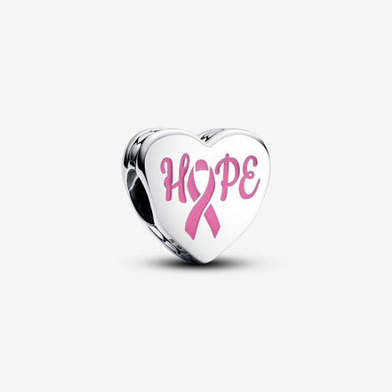 Pandora Moments Silver Pink Breast Cancer Ribbon Hope Heart Charm