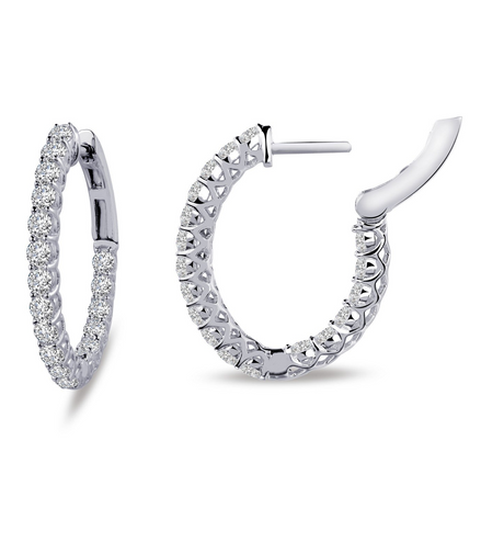 Lafonn Simulated Diamond 16 MM x 20 MM Oval Inside/Out Hoop Earrings