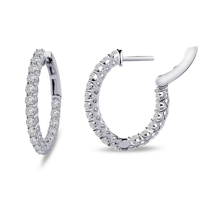 Lafonn Simulated Diamond 16 MM x 20 MM Oval Inside/Out Hoop Earrings