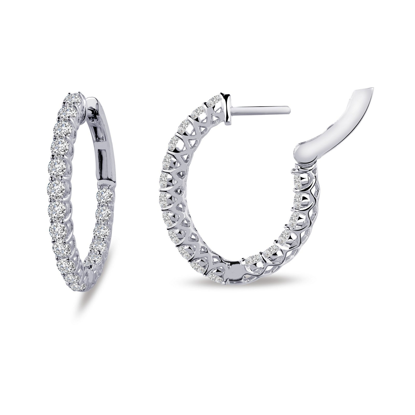 Lafonn Simulated Diamond 16 MM x 20 MM Oval Inside/Out Hoop Earrings