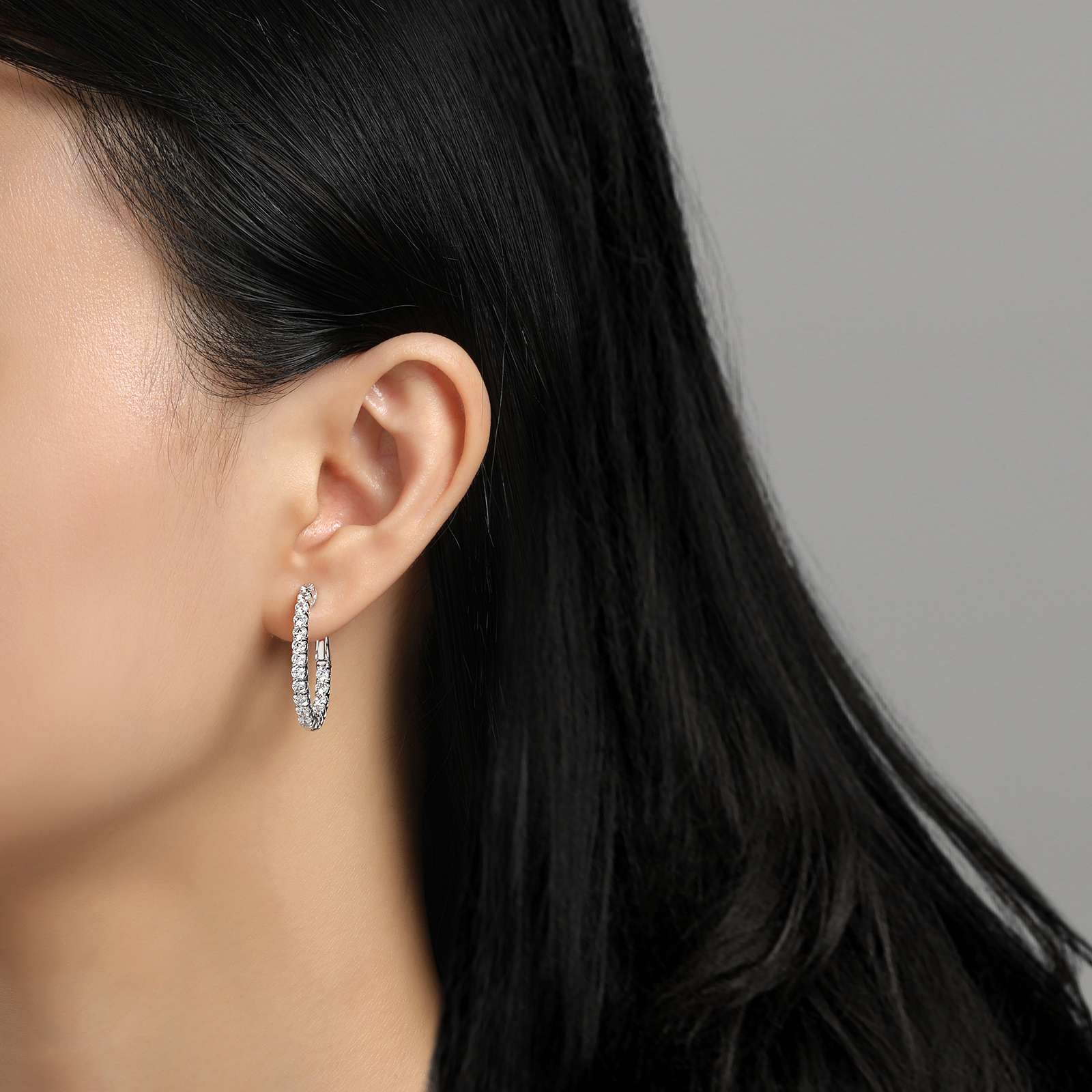Lafonn Simulated Diamond 16 MM x 20 MM Oval Inside/Out Hoop Earrings