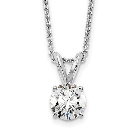 14K White Gold And 0.50 CTW Certified Lab Grown Round Diamond Solitiare Pendant Necklace