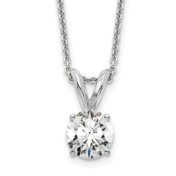 14K White Gold And 0.50 CTW Certified Lab Grown Round Diamond Solitiare Pendant Necklace