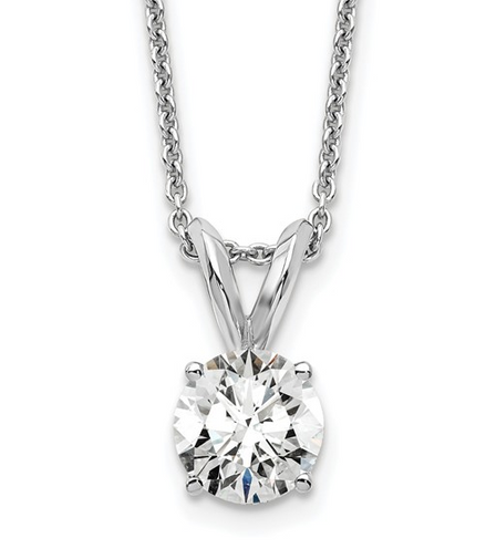 14K White Gold And 0.50 CTW Certified Lab Grown Round Diamond Solitiare Pendant Necklace