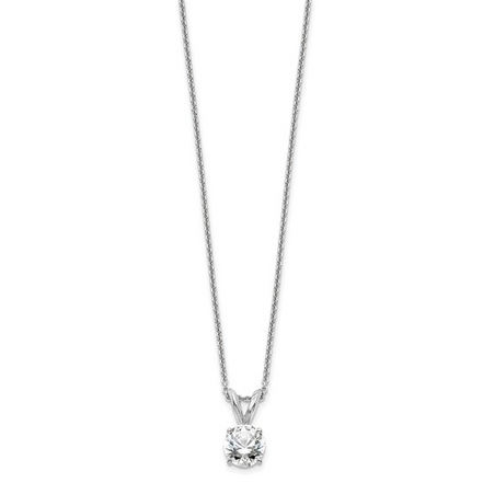 14K White Gold And 0.50 CTW Certified Lab Grown Round Diamond Solitiare Pendant Necklace