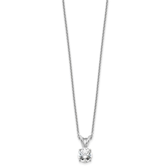 14K White Gold And 0.50 CTW Certified Lab Grown Round Diamond Solitiare Pendant Necklace