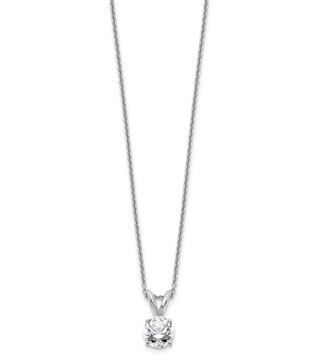 14K White Gold And 0.50 CTW Certified Lab Grown Round Diamond Solitiare Pendant Necklace
