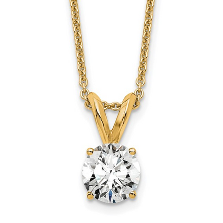 14K Yellow Gold 0.50 CTW Lab Grown Diamond 4 Prong Solitaire Pendant Necklace