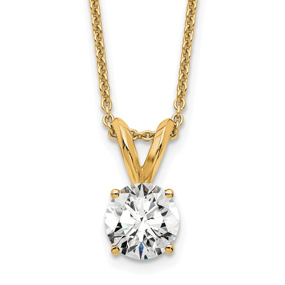 14K Yellow Gold 0.50 CTW Lab Grown Diamond 4 Prong Solitaire Pendant Necklace
