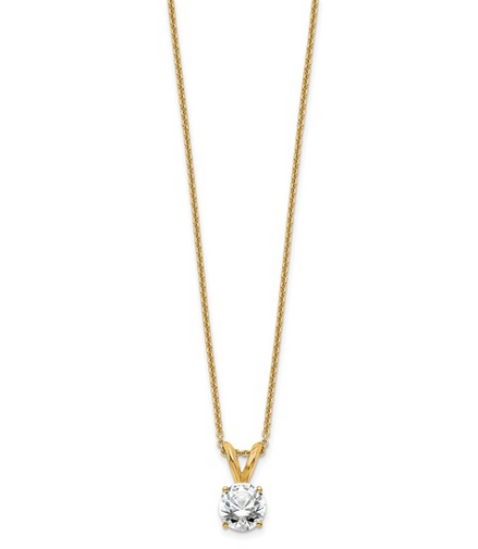 14K Yellow Gold 0.50 CTW Lab Grown Diamond 4 Prong Solitaire Pendant Necklace