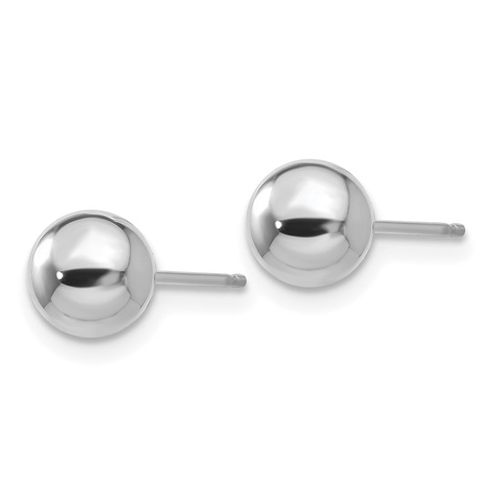 14K White Gold 6mm Polished Puffed Ball Earrings