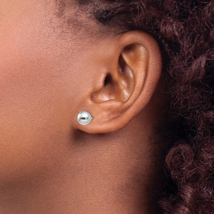 14K White Gold 7mm Polished Puffed Ball Earrings