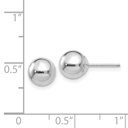 14K White Gold 7mm Polished Puffed Ball Earrings