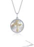 Lafonn Mother of Pearl and Diamond Cross Pendant Necklace