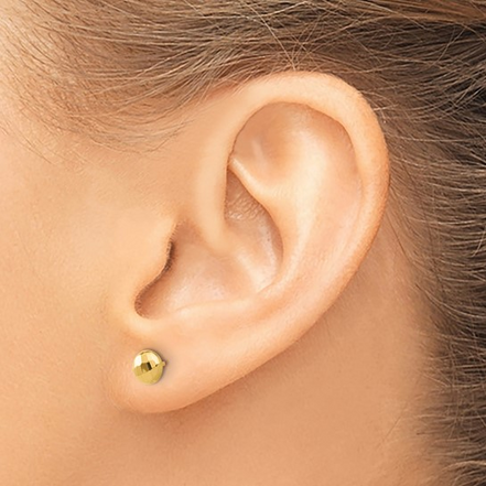 14K Yellow Gold 5.5mm Diamond Cut Puffed Round Post Earrings