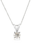14K White Gold 0.75  CT Diamond Round Solitaire Pendant Necklace