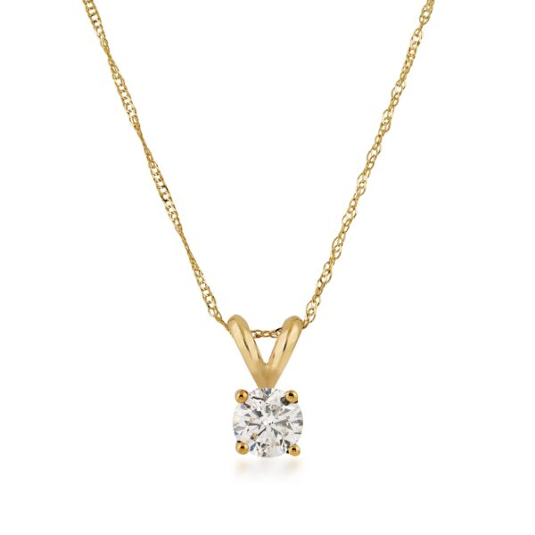 14K Yellow Gold 0.38 CTW Round Solitaire Pendant Necklace