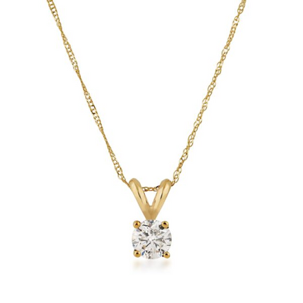 14K Yellow Gold 0.38 CTW Round Solitaire Pendant Necklace