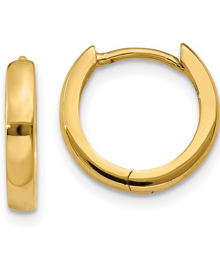 14K Yellow Gold 1.8mm Round Hinged Hoop Earrings
