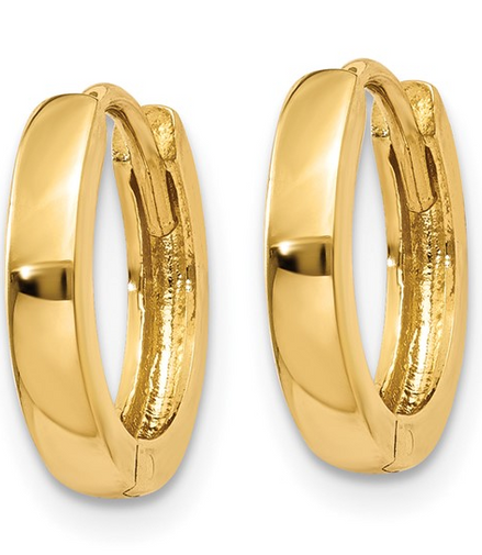 14K Yellow Gold 1.8mm Round Hinged Hoop Earrings
