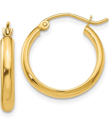 14K Yellow Gold 17mm Hoop Earrings
